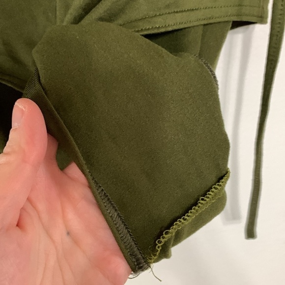 Forest Green Lattice Lace Up Long Sleeve Jersey Knit Body Suit Size M - Picture 5 of 6